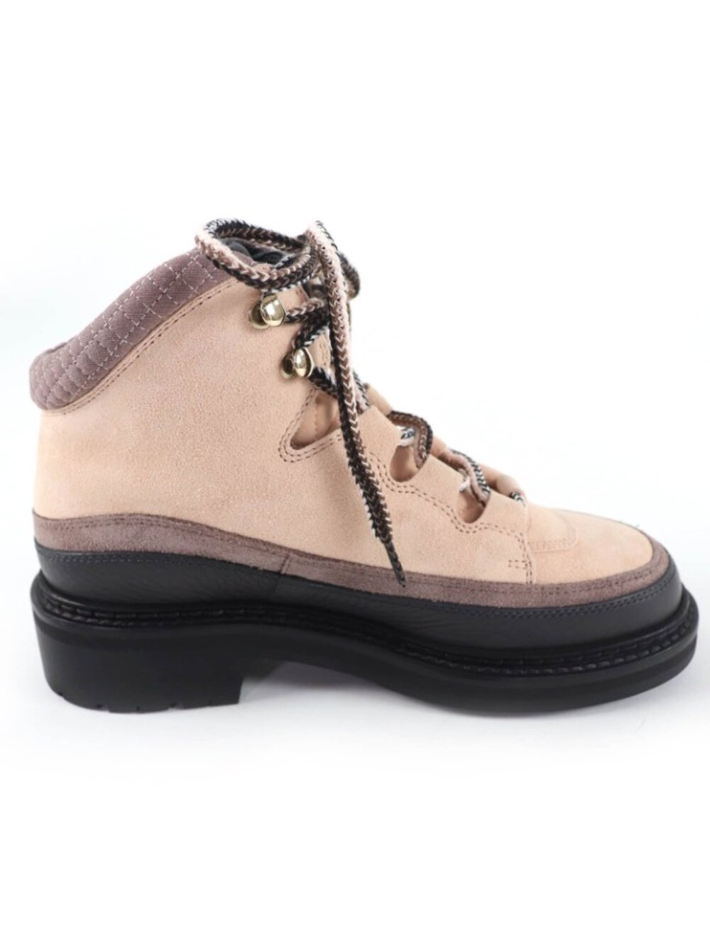 Chanel CC Logo Lace Up Suede Leather High Cut Sneakers Trekking Boots Pink - Picture 6 of 13